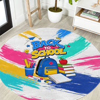 Back To School Round Carpet New Year New Chapter Colorful Paint Splatter