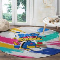 Back To School Round Carpet New Year New Chapter Colorful Paint Splatter