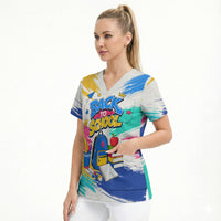 Back To School Scrub Top New Year New Chapter Colorful Paint Splatter