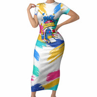 Back To School Short Sleeve Bodycon Dress New Year New Chapter Colorful Paint Splatter
