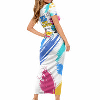 Back To School Short Sleeve Bodycon Dress New Year New Chapter Colorful Paint Splatter