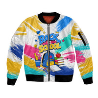 Back To School Sleeve Zip Bomber Jacket New Year New Chapter Colorful Paint Splatter