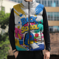 Back To School Sleeveless Puffer Jacket New Year New Chapter Colorful Paint Splatter