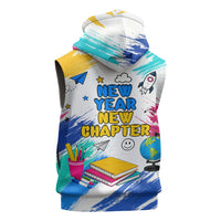 Back To School Sleeveless Zip Hoodie New Year New Chapter Colorful Paint Splatter
