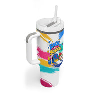 Back To School Tumbler With Handle New Year New Chapter Colorful Paint Splatter