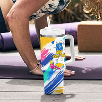 Back To School Tumbler With Handle New Year New Chapter Colorful Paint Splatter