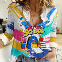 Back To School Women Casual Shirt New Year New Chapter Colorful Paint Splatter
