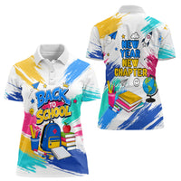 Back To School Women Polo Shirt New Year New Chapter Colorful Paint Splatter