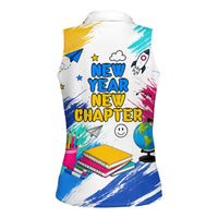 Back To School Women Sleeveless Polo Shirt New Year New Chapter Colorful Paint Splatter