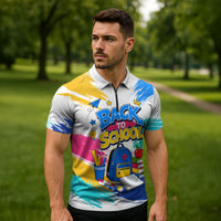 Back To School Zipper Polo Shirt New Year New Chapter Colorful Paint Splatter