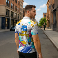 Back To School Zipper Polo Shirt New Year New Chapter Colorful Paint Splatter