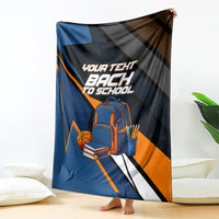 Personalized Back To School Blanket Student Backpack Basketball Geometric Stripes