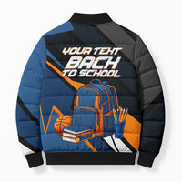 Personalized Back To School Bomber Puffer Jacket Student Backpack Basketball Geometric Stripes