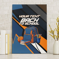 Personalized Back To School Canvas Wall Art Student Backpack Basketball Geometric Stripes