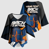 Personalized Back To School Kimono Sleeve Blouse Student Backpack Basketball Geometric Stripes