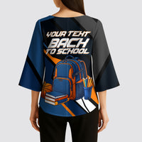 Personalized Back To School Kimono Sleeve Blouse Student Backpack Basketball Geometric Stripes