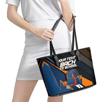 Personalized Back To School Leather Tote Bag Student Backpack Basketball Geometric Stripes