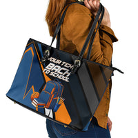 Personalized Back To School Leather Tote Bag Student Backpack Basketball Geometric Stripes
