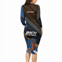 Personalized Back To School Long Sleeve Bodycon Dress Student Backpack Basketball Geometric Stripes