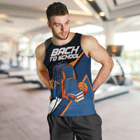 Personalized Back To School Men Tank Top Student Backpack Basketball Geometric Stripes
