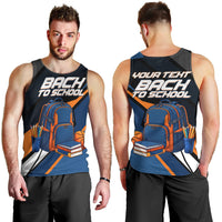 Personalized Back To School Men Tank Top Student Backpack Basketball Geometric Stripes