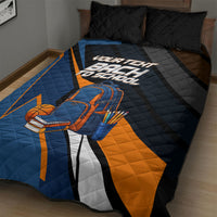 Personalized Back To School Quilt Bed Set Student Backpack Basketball Geometric Stripes