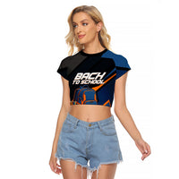 Personalized Back To School Raglan Cropped T Shirt Student Backpack Basketball Geometric Stripes