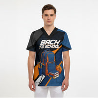 Personalized Back To School Scrub Top Student Backpack Basketball Geometric Stripes