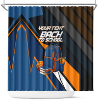 Personalized Back To School Shower Curtain Student Backpack Basketball Geometric Stripes
