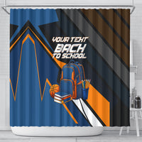 Personalized Back To School Shower Curtain Student Backpack Basketball Geometric Stripes