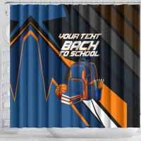Personalized Back To School Shower Curtain Student Backpack Basketball Geometric Stripes
