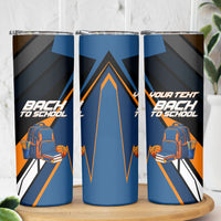 Personalized Back To School Skinny Tumbler Student Backpack Basketball Geometric Stripes