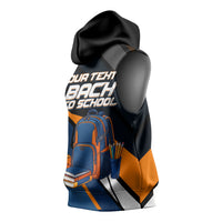 Personalized Back To School Sleeveless Hoodie Student Backpack Basketball Geometric Stripes
