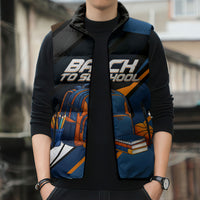 Personalized Back To School Sleeveless Puffer Jacket Student Backpack Basketball Geometric Stripes