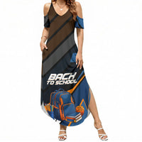 Personalized Back To School Summer Maxi Dress Student Backpack Basketball Geometric Stripes