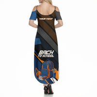 Personalized Back To School Summer Maxi Dress Student Backpack Basketball Geometric Stripes