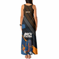 Personalized Back To School Tank Maxi Dress Student Backpack Basketball Geometric Stripes