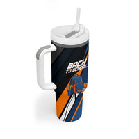 Personalized Back To School Tumbler With Handle Student Backpack Basketball Geometric Stripes