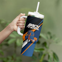 Personalized Back To School Tumbler With Handle Student Backpack Basketball Geometric Stripes
