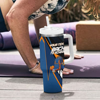 Personalized Back To School Tumbler With Handle Student Backpack Basketball Geometric Stripes