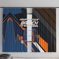 Personalized Back To School Window Curtain Student Backpack Basketball Geometric Stripes