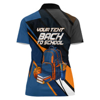 Personalized Back To School Women Polo Shirt Student Backpack Basketball Geometric Stripes