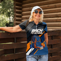 Personalized Back To School Women Polo Shirt Student Backpack Basketball Geometric Stripes