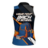 Personalized Back To School Women Sleeveless Polo Shirt Student Backpack Basketball Geometric Stripes