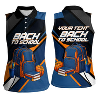 Personalized Back To School Women Sleeveless Polo Shirt Student Backpack Basketball Geometric Stripes