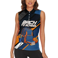 Personalized Back To School Women Sleeveless Polo Shirt Student Backpack Basketball Geometric Stripes