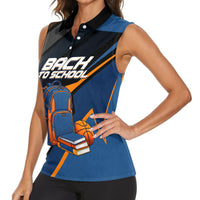 Personalized Back To School Women Sleeveless Polo Shirt Student Backpack Basketball Geometric Stripes