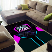 Personalized Night Race Division Area Rug Cyberpunk Racing Synthwave Motorsport Neon Graphic