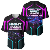 Personalized Night Race Division Baseball Jersey Cyberpunk Racing Synthwave Motorsport Neon Graphic