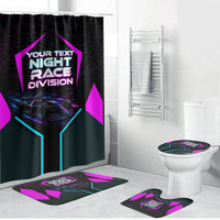 Personalized Night Race Division Bathroom Set Cyberpunk Racing Synthwave Motorsport Neon Graphic